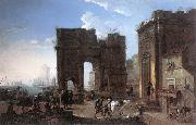SALUCCI, Alessandro Harbour View with Triumphal Arch g Spain oil painting artist